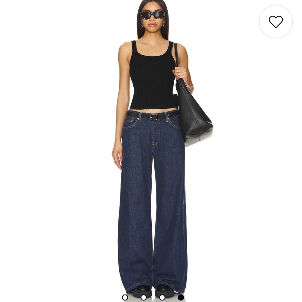 Re/Done NWT Mid Rise Palazzo Wide Leg Light Blue Jean size 30